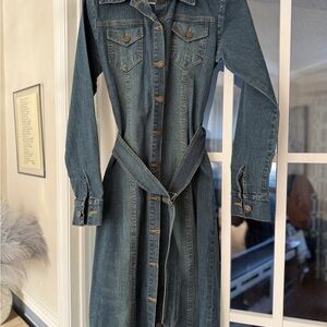 Denim Midi belted Dress
